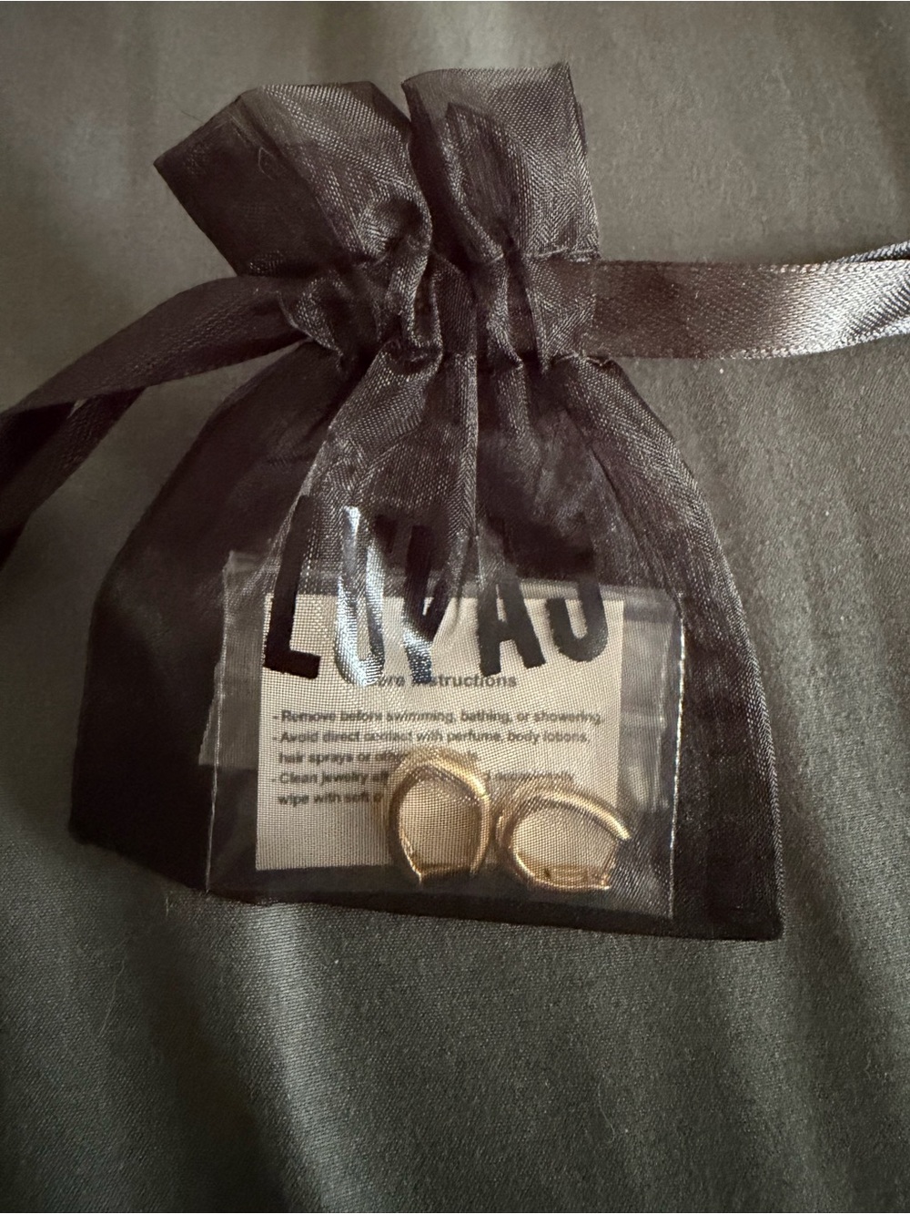 Luv AJ Hoop Earrings with Black Organza Pouch